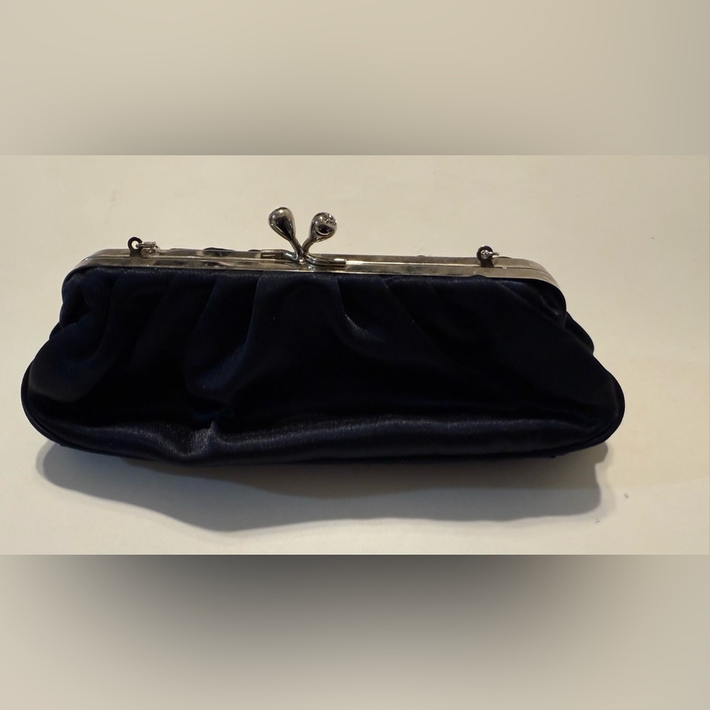 Elegant Navy Blue Satin Jessica McClintock Clutch Bag
Prom homecoming mini purse